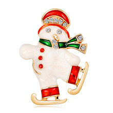 Fashion Gold Color Alloy White Snowman Brooch Red Enamel Pin Charm New Year Christmas Gifts Brooches Pins Women Men Kids Jewelry 2024 - buy cheap