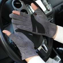 Imitation Suede Gloves Female Non-Slip Semi-Finger Man Gloves Fashion Unisex Exposed Two Fingers Driving Mittens SZ043 2024 - buy cheap
