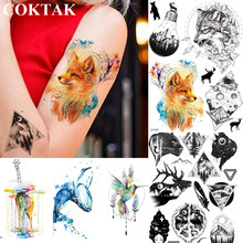 Coktak-tatuagem temporária de raposa e lobo de sonhos, faça você mesmo, adesivos de planetas e tatuagens falsas, arte personalizada para meninas e mulheres 2024 - compre barato