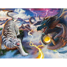 5D diy diamante pintura dragón y Tigre lucha diamante cuadrado completo bordado mosaico completo costura de Cruz H740 2024 - compra barato