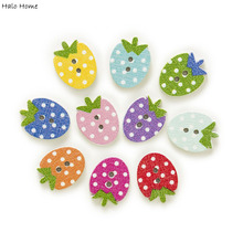 50pcs 2 Hole Cute Strawberry Wood Buttons Home Sewing Scrapbooking Decor Clothing Card Making DIY 16x12mm 2024 - buy cheap