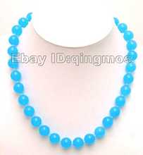 Big 12mm Sky-Blue Round 12mm stone beads 18" Necklace -nec5301 2024 - buy cheap