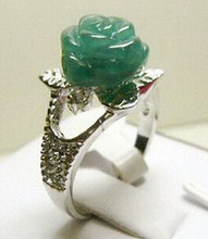Hot sell Green Natural stone White Rose Flower Ring Size 6-9 >Bridal jewelry free shipping 2024 - buy cheap