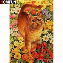 HOMFUN Full Square/Round Drill 5D DIY Diamond Painting "Animal cat" Embroidery Cross Stitch 5D Home Decor Gift A18281 2024 - buy cheap