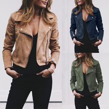 Hirigin-abrigos chaquetas de cuero Punk para mujer, Otoño, tipo motorista con cremallera, Top informal de vuelo, prendas de vestir 2024 - compra barato