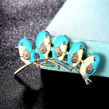 zlxgirl fashion men's five brids shape brooches jewelry couple women's vintage Enamel scarf pins women carton bags and hats pins 2024 - buy cheap
