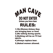 Etiqueta de la pared divertida de reglas de cueva de hombre, pegatinas de arte de la pared, Mural de vinilo, decoración de pared de fondo de TV, Bar, Pub, sala de estar 2024 - compra barato