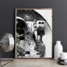 Lienzo de astronauta del espacio exterior en blanco y negro, póster de arte impreso, fotografía moderna, pintura del espacio, imágenes de pared, decoración de la habitación del hogar 2024 - compra barato