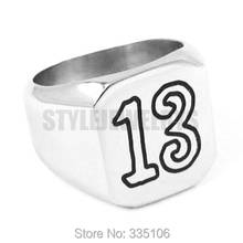 Free shipping! Lucky 13 Ring Smooth Surface Carved Words Ring Stainless Steel Jewelry Gothic Motor Biker Men Ring SWR0316 2024 - buy cheap