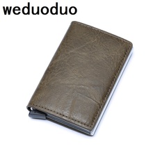 Weduoduo Smart Anti Id Credit Card Holder Rfid Blocking Mini Wallet Leather Rfid Card Holder Aluminum Metal Purse Card Case 2024 - buy cheap