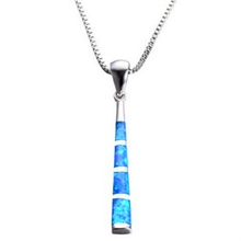 Новый хип-хоп серебряный цвет синий опал длинные цепочки ожерелья для женщин хип-хоп бейсбольная летучая мышь кулон ожерелье для мужчин Панк ювелирные изделия подарок 2024 - купить недорого
