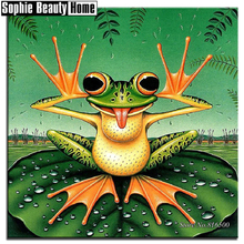 DIY Diamond Painting Cross Stitch Diamond Mosaic Needlework Crafts Frog On Lotus Leaf Full Diamond Embroidery Home Decor 061501 2024 - buy cheap