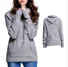Высококачественные свитера с капюшоном женские пуловеры с длинным рукавом Осень Зима трикотажные толстые теплые хиппи шикарные Джемперы женская одежда 2024 - купить недорого