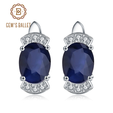 GEM'S BALLET New 2.02Ct Oval Natural Blue Sapphire Classic Earrings 925 Sterling Silver Stud Earrings For Women Wedding Jewelry 2024 - buy cheap
