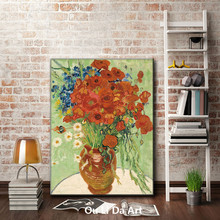 Flores impressão Van vermelho vaso paisagem tela impressões pintura a óleo impressa em canvas wall art decoração imagem no frame 2024 - compre barato