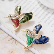 2017 Fashion Jewelry Enamel Pins Metal Crystal Rhinestone Hummingbird Brooch Broches Vintage Animal Bird Brooches For Women Men 2024 - buy cheap