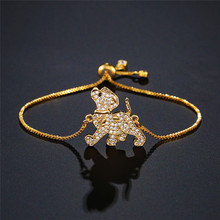 New Fashion Gold Color Lovely Dog Charm Bracelets For Women Girl Copper Chain Bracelet Adjustable Clear CZ Jewelry 2024 - buy cheap