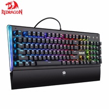 Redragon-teclado retroiluminado aryaman k569rgb, teclado mecânico com 104 teclas, descanso para pulso, interruptor azul 2024 - compre barato