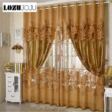 LOZUJOJU Free shipping luxury fashion floral design tulle curtain with blackout lining curtains for window living room 2024 - buy cheap