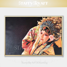 Top China Artist Hand-painted High Quality Peking Opera Hua Dan Portrait Oil Painting on Canvas Beauty Lady Figure Oil Painting 2024 - buy cheap