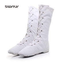 SWYIVY Women Ballet Dance Boots High-top Canvas Women Dance Sneakers 2018 New Gymnastics Shoes Soft Sole Slippers For Women Girl 2024 - buy cheap