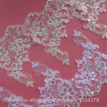 Delicate 1meter 20cm Sequins Ivory White Fabric Flower Venise Venice Lace Trim Applique Sewing Craft for Wedding Dec. LW0049 2024 - buy cheap