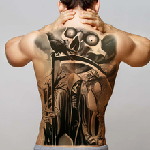 Съемные водостойкие наклейки на тело на Хэллоуин, череп смерти, скелет, Временные татуировки, тату на спине дракона, большой размер 2024 - купить недорого