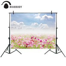 Allenjoy fundo fotográfico sem foco cosmos flores e céu nuvem brilhante país fundo fotográfico foto de fundo 2024 - compre barato