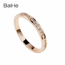 BAIHE sólido 14K oro rosa 0.24ct redondo H/SI diamante Natural boda banda de moda compromiso joyería fina hermoso anillo de diamantes 2024 - compra barato