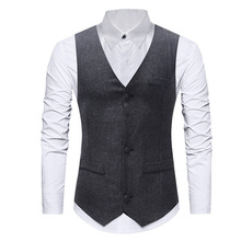 Mens Dark Gray Business Suit Vest 2021 Brand New Slim Fit Male Waistcoat Vest Men Party Wedding Tuxedo Vests Gilet De Costume 2024 - buy cheap