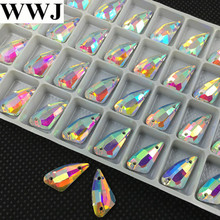 Crystal Clear AB Color Pepper Shape Glass Crystal Sew On Stone Flatback Sewing Jewelry Beads Making 9x17,12x23mm 2024 - buy cheap