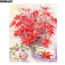 full diamond embroidery mosaic painting wedding decoration 5d diy diamond painting cross-stitch kits red lily flower E 2024 - buy cheap