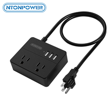 NTON POWER OSP Travel US электрическое штепсельное гнездо мини и портативное 2 розетки переменного тока 3 usb-порта для зарядки с 3 футами/1 м шнур питания 2024 - купить недорого
