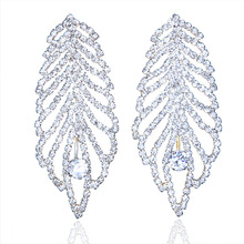 Pedrarias de brinco folhas brilhantes para mulheres, joias de cristal planta longo pendurado natal brincos femininos da moda 2024 - compre barato