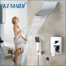 KEMAIDI Waterfall Shower Faucet Set With Hand Spray Chrome Finish Wall Mount Shower Mixer Taps Solid Brass Shower Set 2024 - buy cheap