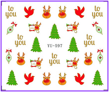 1X   Water  Stickers Nail Decals Stickers Water Transfers Decal  Xmas Chrismas Santa Clause Deer Caps Snow Flake YU597-602 2024 - buy cheap