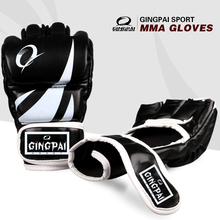 GINGPAI-guantes de boxeo de medio Dedo de cuero sintético para adultos, guantes profesionales MMA para entrenamiento, Lucha, artes marciales, guantes para Muay Thai 2024 - compra barato