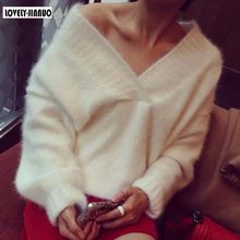 100% Genuine mink cashmere sweater women's Plush pure mink sweaters pullovers sweater basic coat free shipping JN214 2024 - buy cheap
