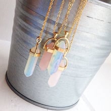 2019 Hot sale Hexagonal Column Quartz Necklaces Pendants Fashion Natural Stone Bullet Pink Crystal Pendant Necklace For Women Je 2024 - buy cheap