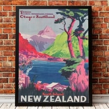 Винтажный дорожный постер с принтом из новой Zealand, картина для путешествий с Южным островом, цветная Картина на холсте, декор для гостиной, дома, стены 2024 - купить недорого