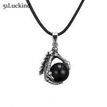 Punk Dragon Claw Gem Stone Pendant Necklace Antique Silver Color Black Leather Viking Necklace For Men Jewelry Collier Ethnique 2024 - buy cheap