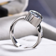 Anillo de plata blanca de cristal para hombre y mujer, sortija de acero inoxidable, joya Retro Para Boda, joya de compromiso 2024 - compra barato