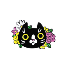 Черный значок с изображением кота булавка цветной цветок круглая черная кошка металлическая брошь с эмалью милое платье рюкзак шляпа ювелирные изделия аксессуары Подарки 2024 - купить недорого