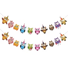 Cute Owl Paper Banner Cartoon Animal Baby Shower Pennants Bunting Garland for Kids Birthday Party Decorations Photo props 2024 - buy cheap