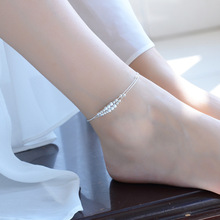 Everoyal tornozeleiras femininas de camada dupla, acessórios de tornozeleira fashion feminina de prata 925, tornozeleiras de joias femininas, presente de verão 2024 - compre barato