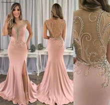2019 Cheap Dark Pink Evening Dress Beaded Long Holiday Wear Pageant Prom Party Gown Custom Made Plus Size 2024 - buy cheap