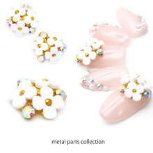 10pcs/lot alloy white flower with AB Rhinestone nail art charms rose Japanese nail jewelry decoration Manicure nail metal parts 2024 - buy cheap