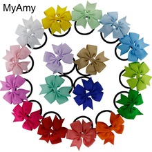 MyAmy 40pcs/lot 3IN pinwheel hair bows elastic ties 2024 - buy cheap