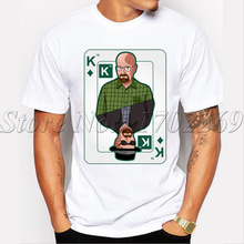 Летняя мужская футболка по индивидуальному заказу, Забавные топы с мультяшным принтом хайзенберга на покерной карточке, необычная крутая футболка с коротким рукавом 2024 - купить недорого