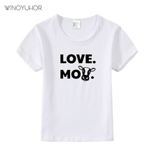 2020 забавная футболка для мальчиков, новинка, футболки с мультяшным принтом Love Moo Cow, детские топы с короткими рукавами для девочек, футболки с милыми животными 2024 - купить недорого